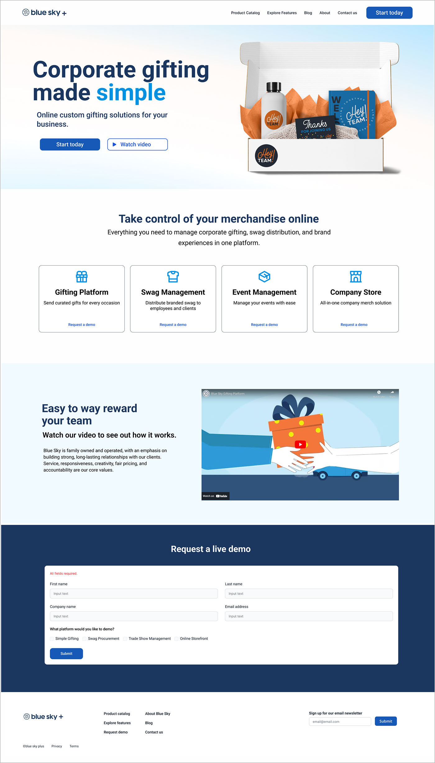 Blue Sky+ redesign homepage